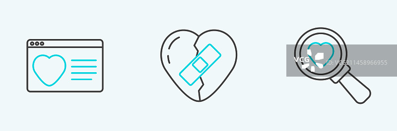 线性图标 搜索在线约会应用图片素材