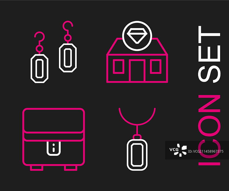 项链吊坠珠宝盒商店组合线条设计图片素材