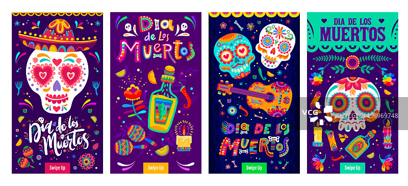 墨西哥亡灵节骷髅横幅图片素材