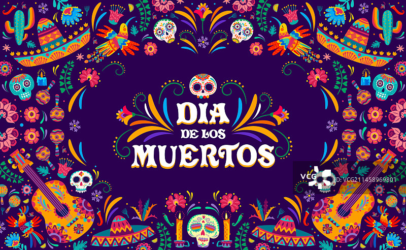 墨西哥亡灵节骷髅banner图片素材
