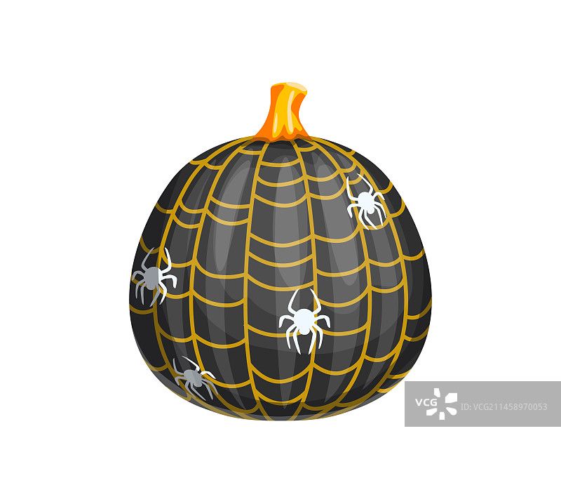 带蛛网装饰的万圣节彩绘南瓜图片素材