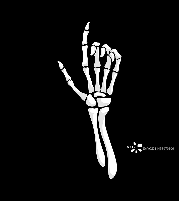 做出向上指手势的骷髅手图片素材