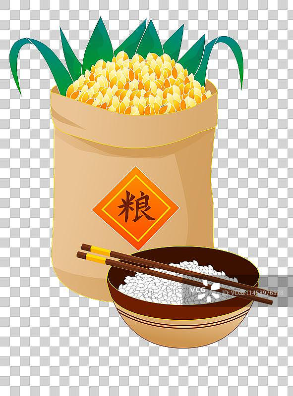 世界粮食日节日一碗米饭一袋粮食电商玉米大米粮食水稻免抠元素图片素材