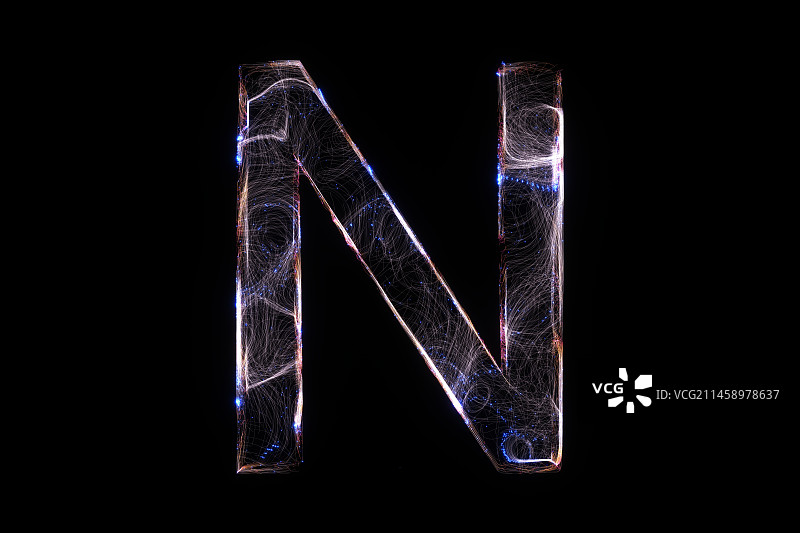 3D霓虹灯创意字母N图片素材