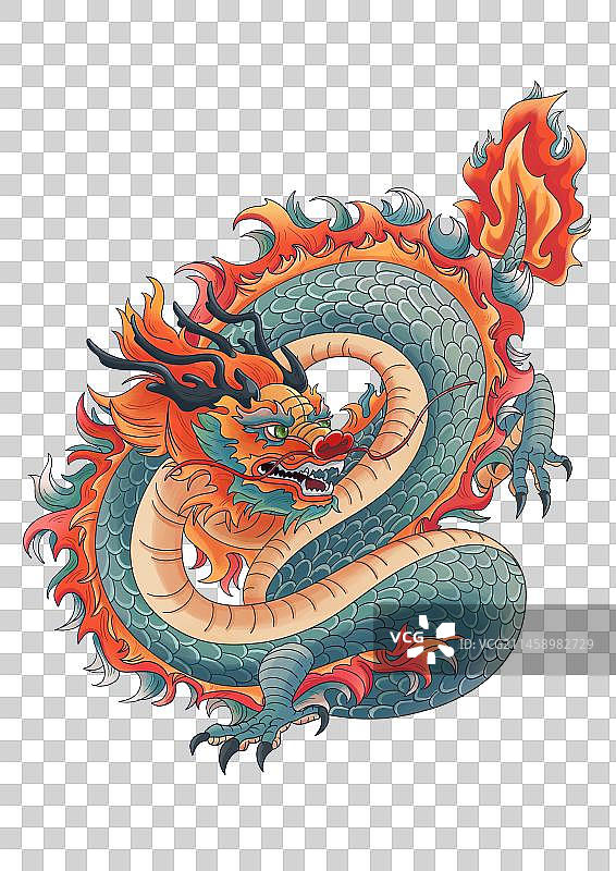 中国神话中的传统青龙图片素材