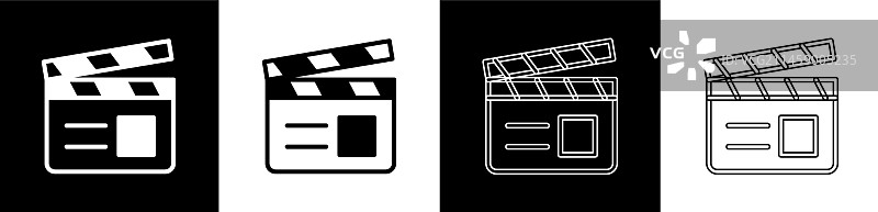 黑白电影场记板图标图片素材