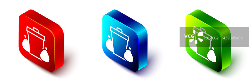 2.5D白色背景上的垃圾桶图标图片素材