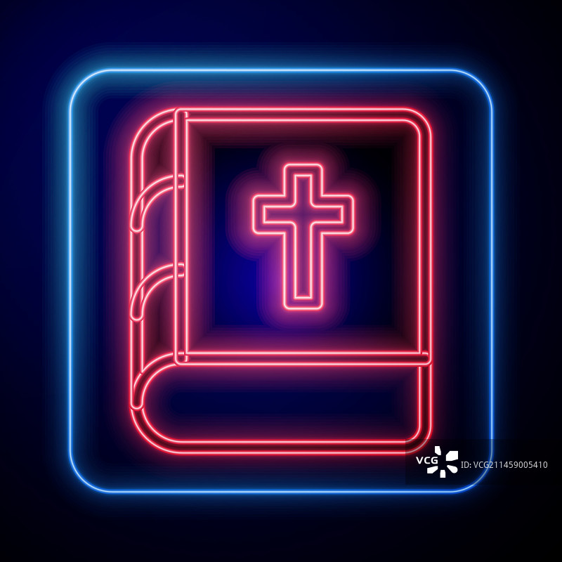 发光霓虹灯圣经书图标图片素材
