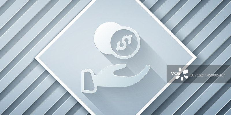 剪纸捐赠手与金钱图标图片素材