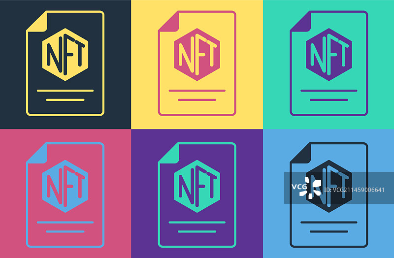 波普艺术风格NFT合约彩色图标图片素材