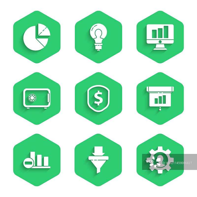 盾牌、美元、销售漏斗和箭头图片素材