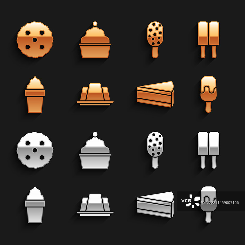 华夫饼冰淇淋果冻蛋糕套装图片素材