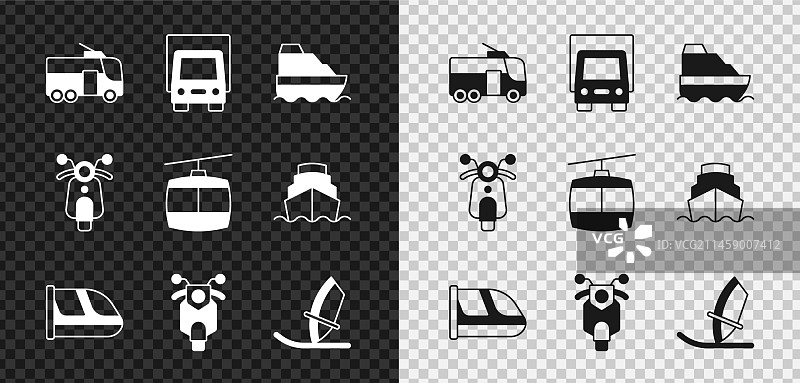 无轨电车货运卡车邮轮合集图片素材