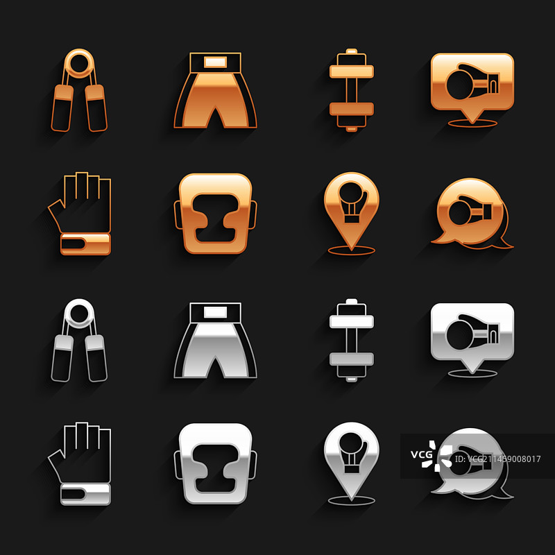 拳击头盔手套综合格斗哑铃运动组合图片素材