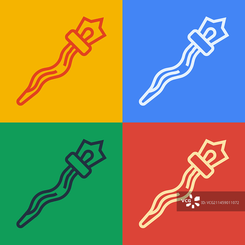 波普艺术线条：魔法杖图标图片素材