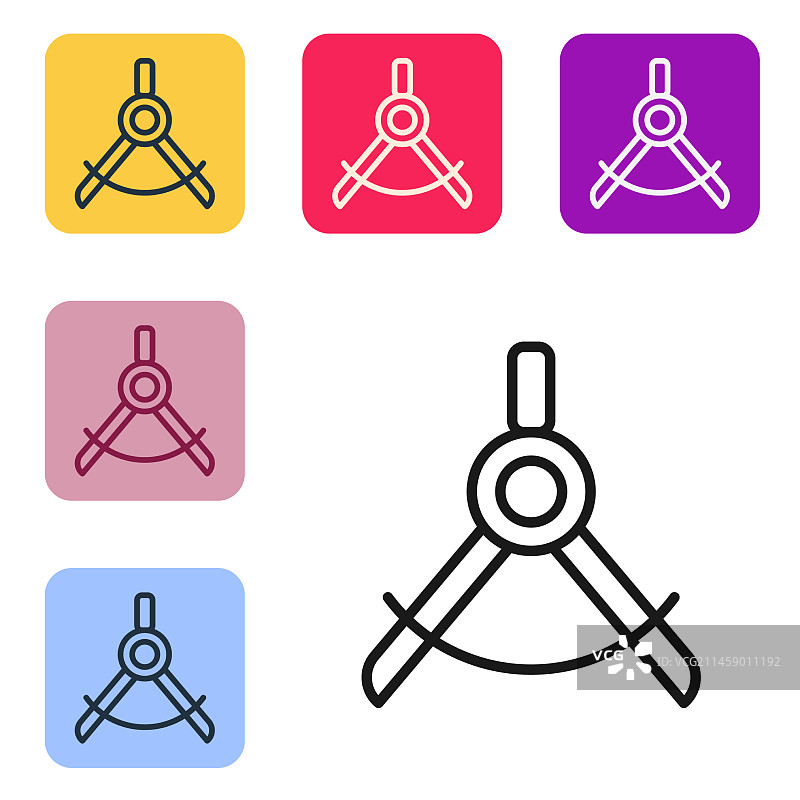 白色背景上的黑色线条绘图圆规图标图片素材