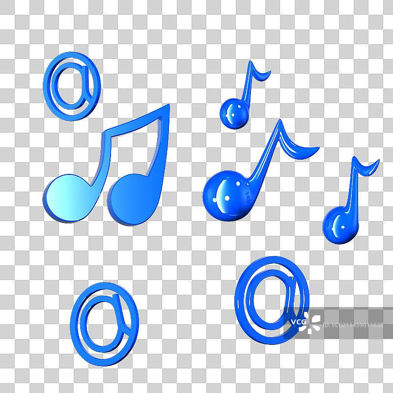 可爱卡通玻璃质感音符图片素材