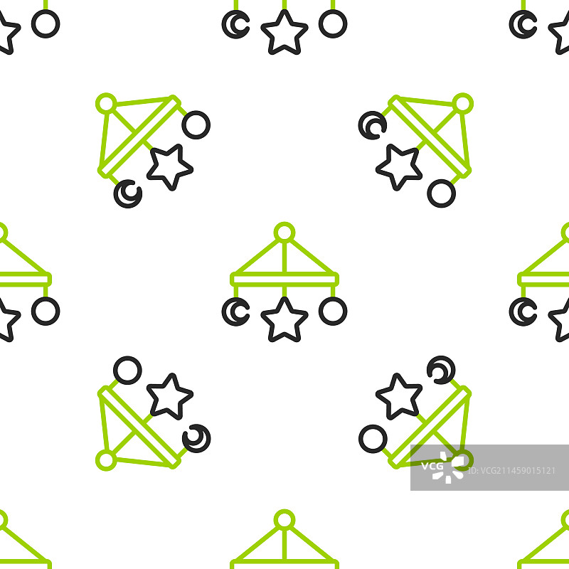 婴儿床悬挂玩具线条无缝图标图片素材