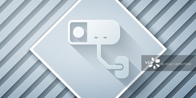 灰色背景上的剪纸监控摄像头图标图片素材