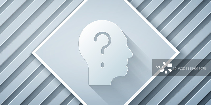 纸剪风格的人头与问号图标图片素材