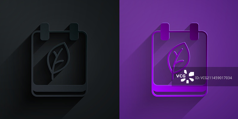 带有秋叶的剪纸日历图标图片素材