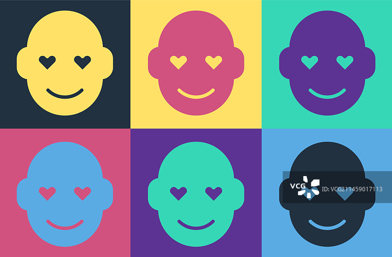 彩色背景上的波普艺术浪漫男人图标图片素材