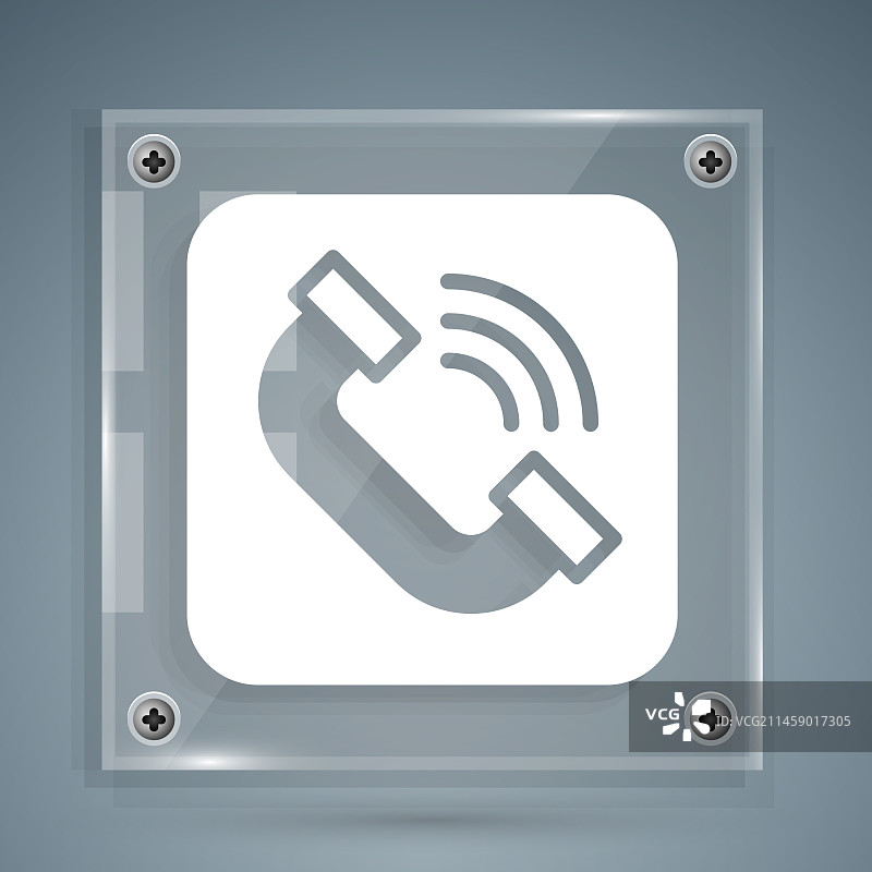 灰色背景上的白色电话听筒图标图片素材