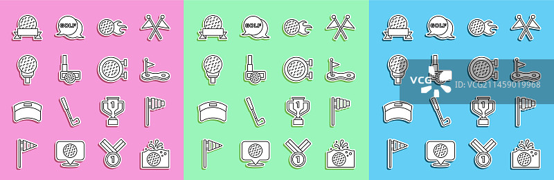 水面高尔夫与旗帜球洞套装图片素材