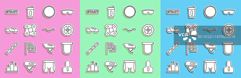 自行车零件：车座、锁、链轮、曲柄、车轮图片素材