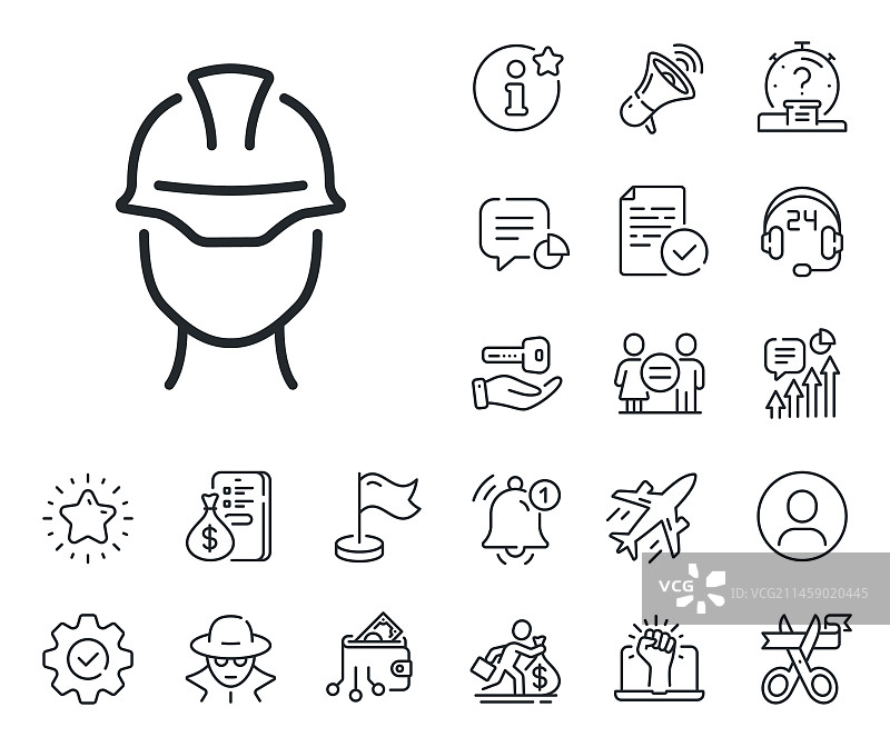 工头线形图标，工程师或建筑师标志图片素材