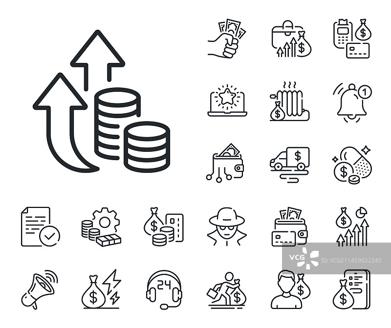 通货膨胀线条图标增长或价格上涨标志图片素材