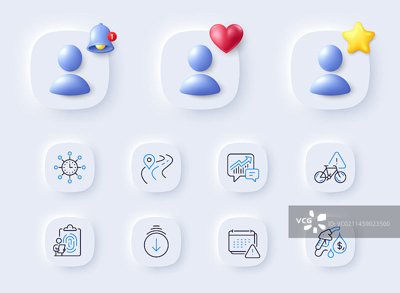 道路通知和自行车注意线图标图片素材