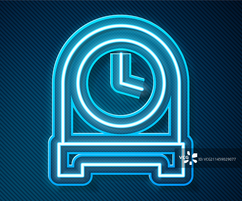 发光霓虹线条古董钟表图标图片素材