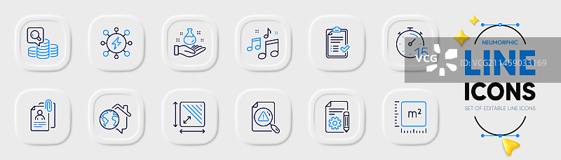 网页用平方米功率和检查线图标图片素材