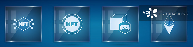 NFT数字加密艺术和以太坊ETH设置图片素材