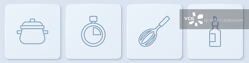 烹饪锅、厨房搅拌器和秒表图片素材