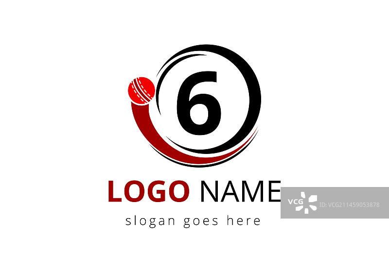 字母6板球标志概念与移动板球图片素材
