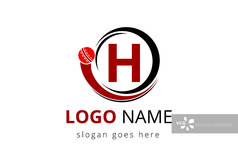 字母H板球运动logo概念设计图片素材