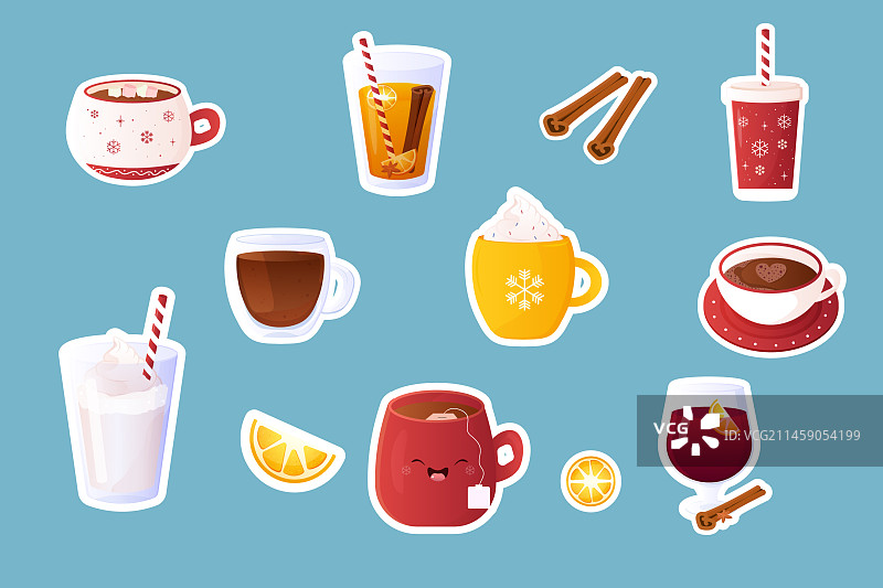 冬季热饮系列贴纸图片素材