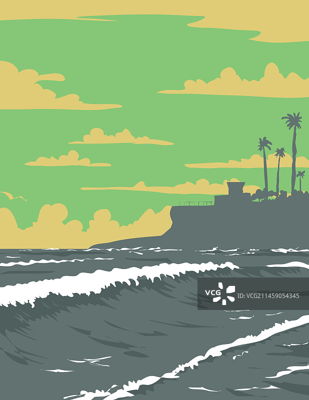 恩西尼塔斯海岸高速公路上的卡迪夫礁图片素材