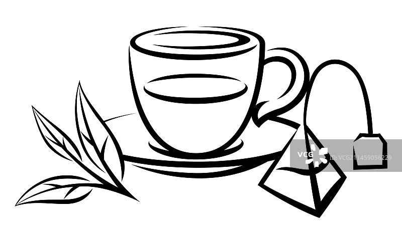 传统茶杯与茶包图片素材
