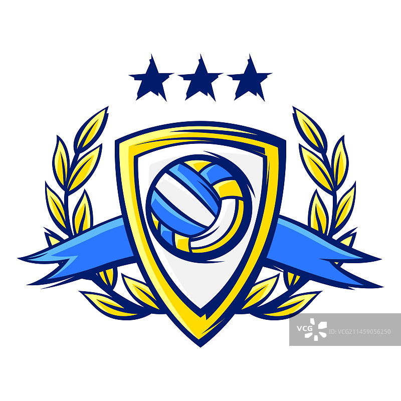 带排球标志的体育俱乐部标签图片素材