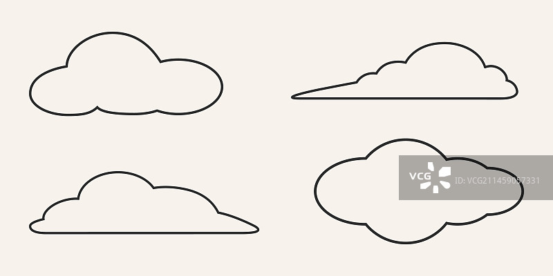 云捆绑图标Logo线条套装图片素材