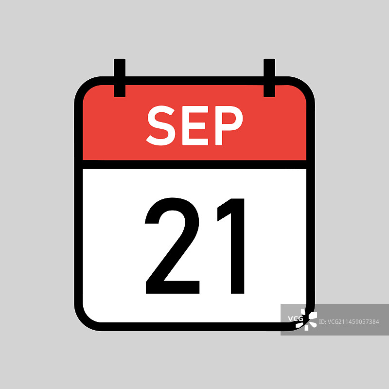 9月21日红白色日历页图片素材