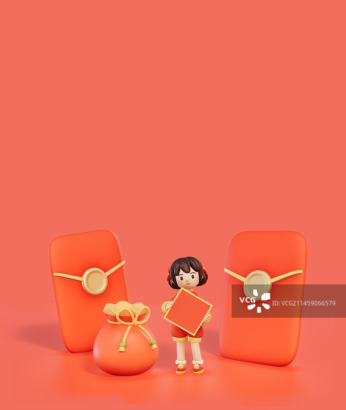 拿着祝福的小女孩3的插画背景图片素材