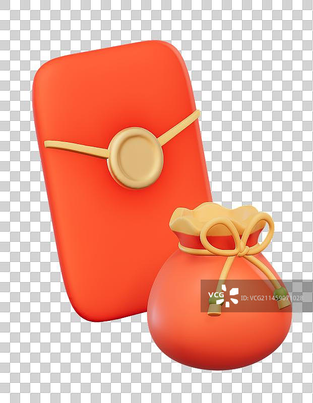 贺新年物件红包3D插画元素图片素材
