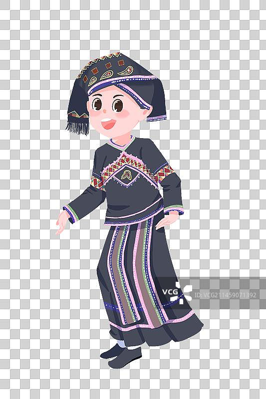 手绘瑶族可爱姑娘图片素材