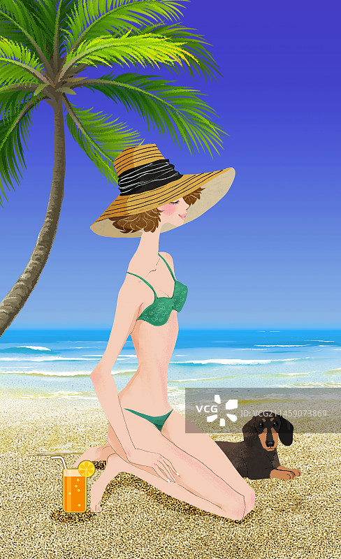 海滩，夏天，度假，日光，草帽图片素材