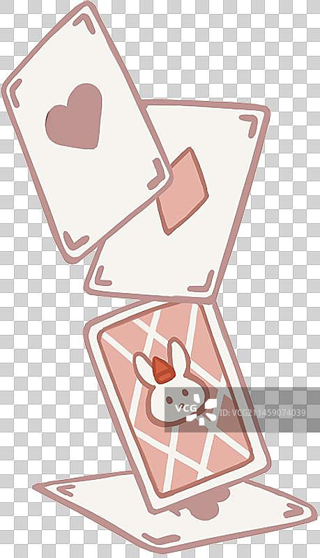 飘散的兔兔扑克卡牌图片素材