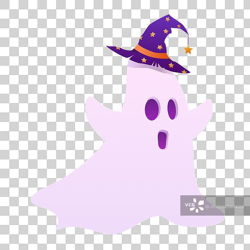 万圣节可爱的戴帽子鬼图片素材